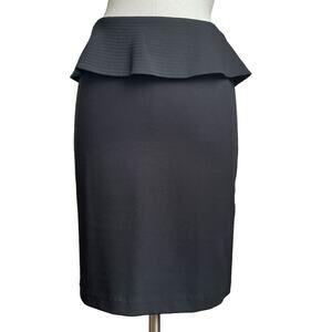 Women's Theory Black Vantia Peplum Back‎ Zipper Closure Office Pencil Skirt sz 2
